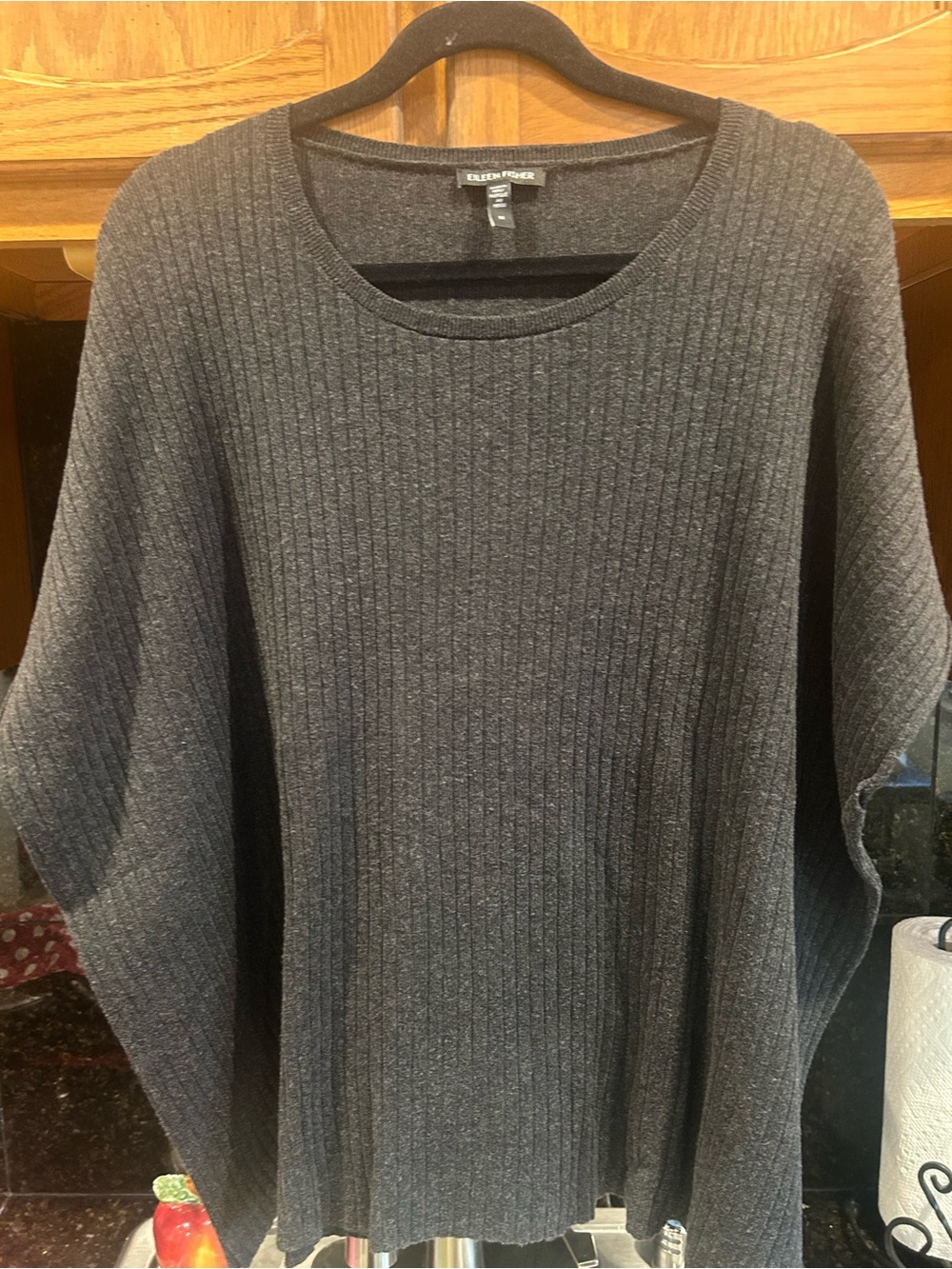 Eileen Fisher Charcoal Ribbed Crewneck Sweater